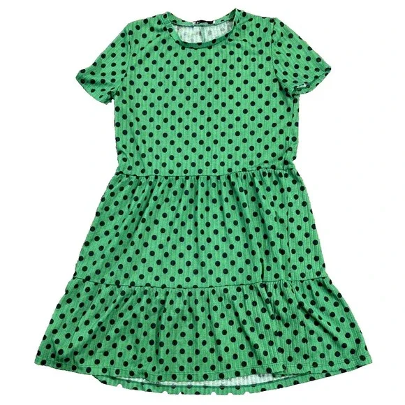 Zara | Dresses | Zara Green Black Polka Dot Ruffle Mini Dress Lightweight  Semi Sheer Size Medium | Poshmark